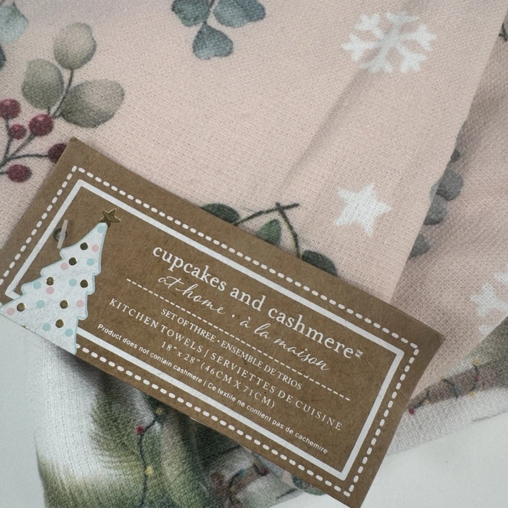 Cupcakes & Cashmere Christmas Deer Kitchen Towels Set of 3 Coastal Cotton NWT - Picture 15 of 15